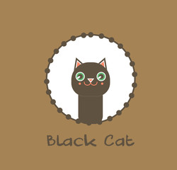 Cute Black Cat Vector Illustration