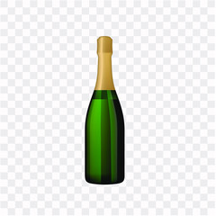 Champagne bottle, realistic vector on transparent background.