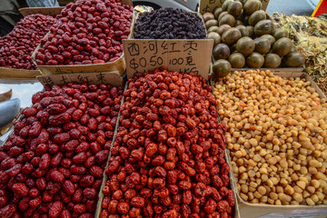 Spices and dried foods for sale at market