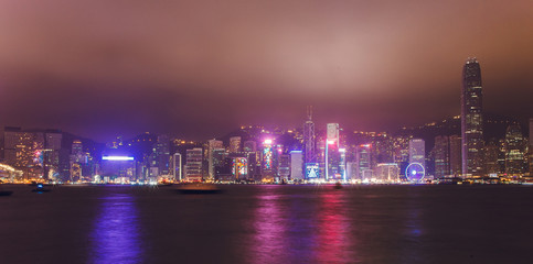Panoramic view of the promenade in Hong Kong.
