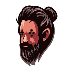 Beard sport e-sport mascot gaming team logo