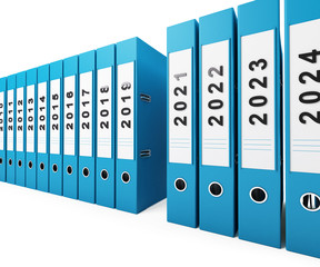 Office folders new year 2020 on a white background 3D illustration, 3D rendering