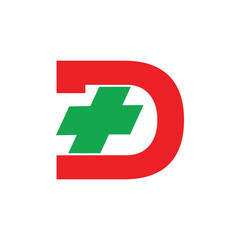 Obraz premium letter d plus medical geometric design logo vector