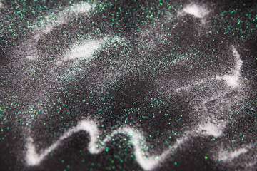 Glamour snowy white and green background.