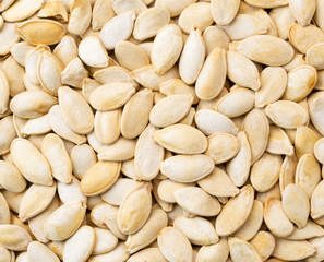 Pumpkin seeds background. The view of the top.