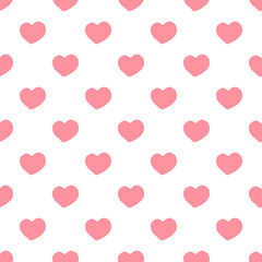 Red hearts seamless pattern. 14 february wallpaper. Valentines Day backdrop.