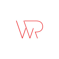 letter wr simple geometric thin linear symbol logo vector