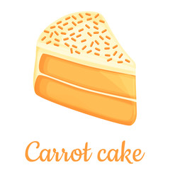 Carrot cake slice cartoon style vector illustration, isolated colorful piece of delicious cake.