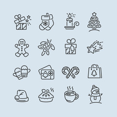 Set of Christmas icons for design and decoration