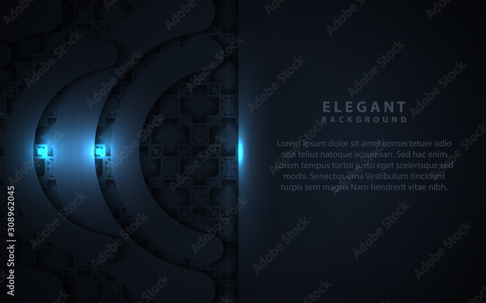 Poster dark abstract background with paper shapes overlap layers. luxury and modern concept texture with si