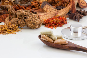 Chinese herb selection used in traditional alternative herbal medicine