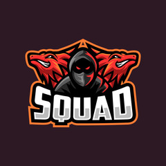 Squad sport e-sport mascot gaming logo template