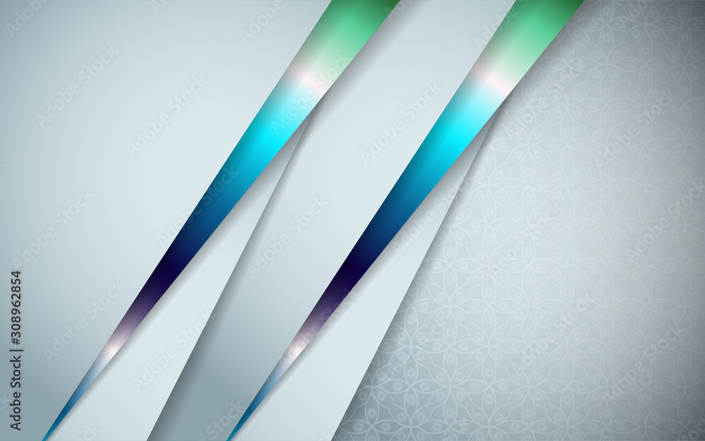 Poster abstract gray and white overlapping layers background a combination with silver texture line decorat