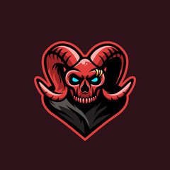 Red skull sport e-sport mascot gaming team logo