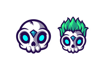 Cute skull sport e-sport mascot gaming team logo vector premium