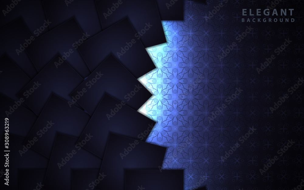 Aufkleber dark abstract background with square paper shapes overlap layers. luxury and modern concept texture 