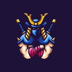 Samurai sport e-sport mascot gaming logo template