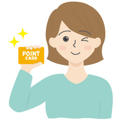 ポイントカードを持ってる女性