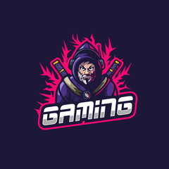 Beard gaming squad sport e-sport mascot gaming team logo vector premium