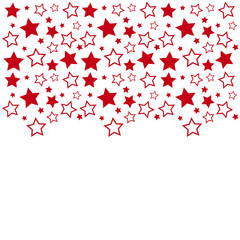 Frame with blank space for text. Border of red stars. white background. Vector for Christmas and New Year greeting card, banner, invitation, packaging design, illustration pattern