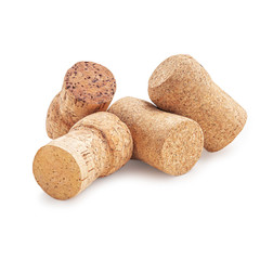 Wine corks Isolated on white background. Close up. Alcohol Corks macro.