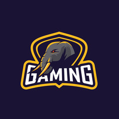 Elephant sport e-sport mascot gaming team logo vector premium