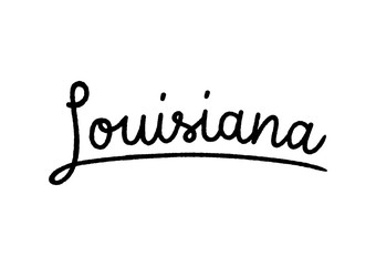 Louisiana hand lettering on white background