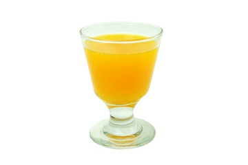 Glass of 100% Orange juice with pulp isolate on white background, Clipping path.