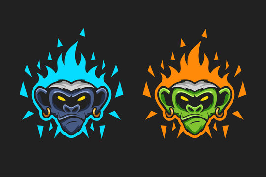 Monkey Sport E-sport Mascot Gaming Team Logo Vector Premium