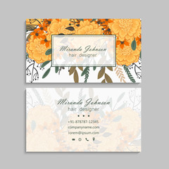 Yellow flower business cards template