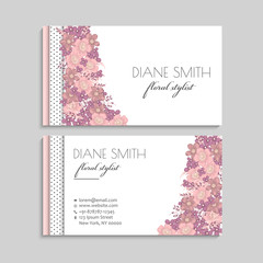 Purple flower business cards template