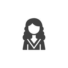 Young woman avatar vector icon. Female user profile filled flat sign for mobile concept and web design. Faceless girl person glyph icon. People avatar symbol, logo illustration. Vector graphics