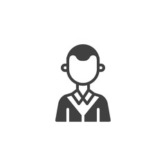 Student boy avatar vector icon. Male user profile filled flat sign for mobile concept and web design. Faceless man person glyph icon. Symbol, logo illustration. Vector graphics