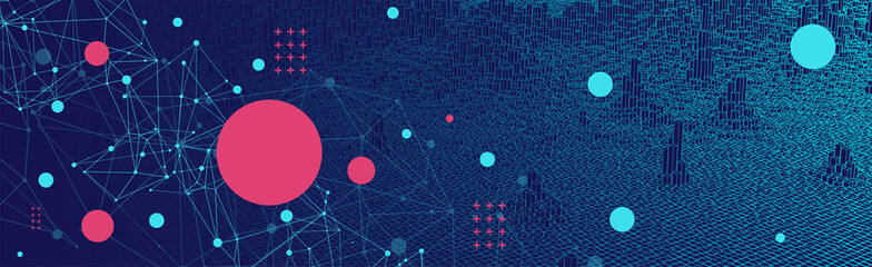 Square pattern. Wireframe background. Futuristic vector illustration.