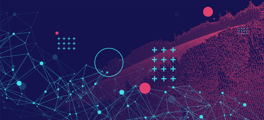 Square pattern. Wireframe background. Futuristic vector illustration.