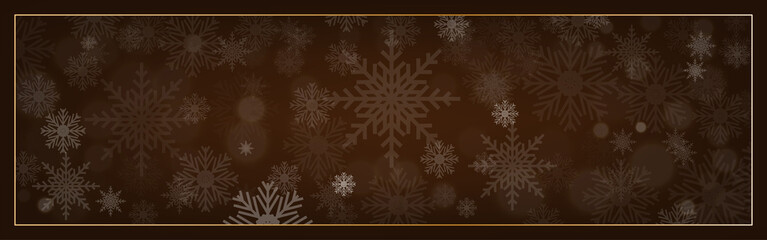 Merry Christmas decorative design with snowflake on dark brown background
