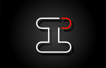 white red letter I alphabet logo design icon for company