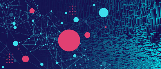 Square pattern. Wireframe background. Futuristic vector illustration.