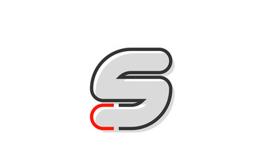 black red grey letter S alphabet logo design icon for company