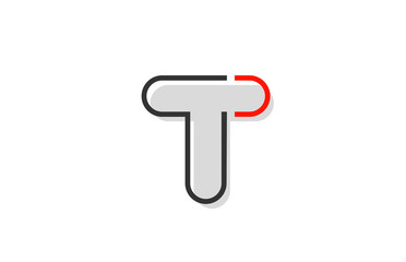 black red grey letter T alphabet logo design icon for company