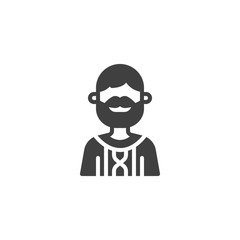 Man with beard and mustache avatar vector icon. filled flat sign for mobile concept and web design. Faceless bearded man portrait glyph icon. Symbol, logo illustration. Vector graphics