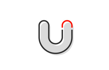 black red grey letter U alphabet logo design icon for company