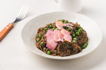 ืnoodle with pickled ginger food background