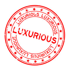 Grunge red luxurious word squre rubber seal stamp on white background