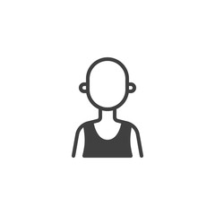 Hairless man avatar vector icon. Male user filled flat sign for mobile concept and web design. Faceless bald man portrait glyph icon. Symbol, logo illustration. Vector graphics