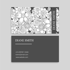 Flower business cards white and black