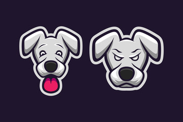 Dog two style sport e-sport mascot gaming team logo