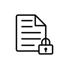protected document icon vector. A thin line sign. Isolated contour symbol illustration