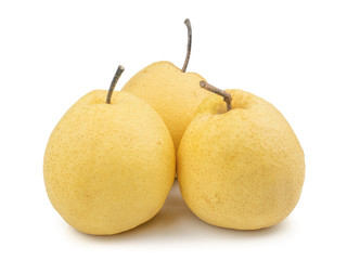 Chinese pear (Pyrus pyrifloral,nashi pear) tropical fruit isolated on white background