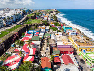 Aerial Drone Photo of La Perla in Old San Juan Puerto Rico